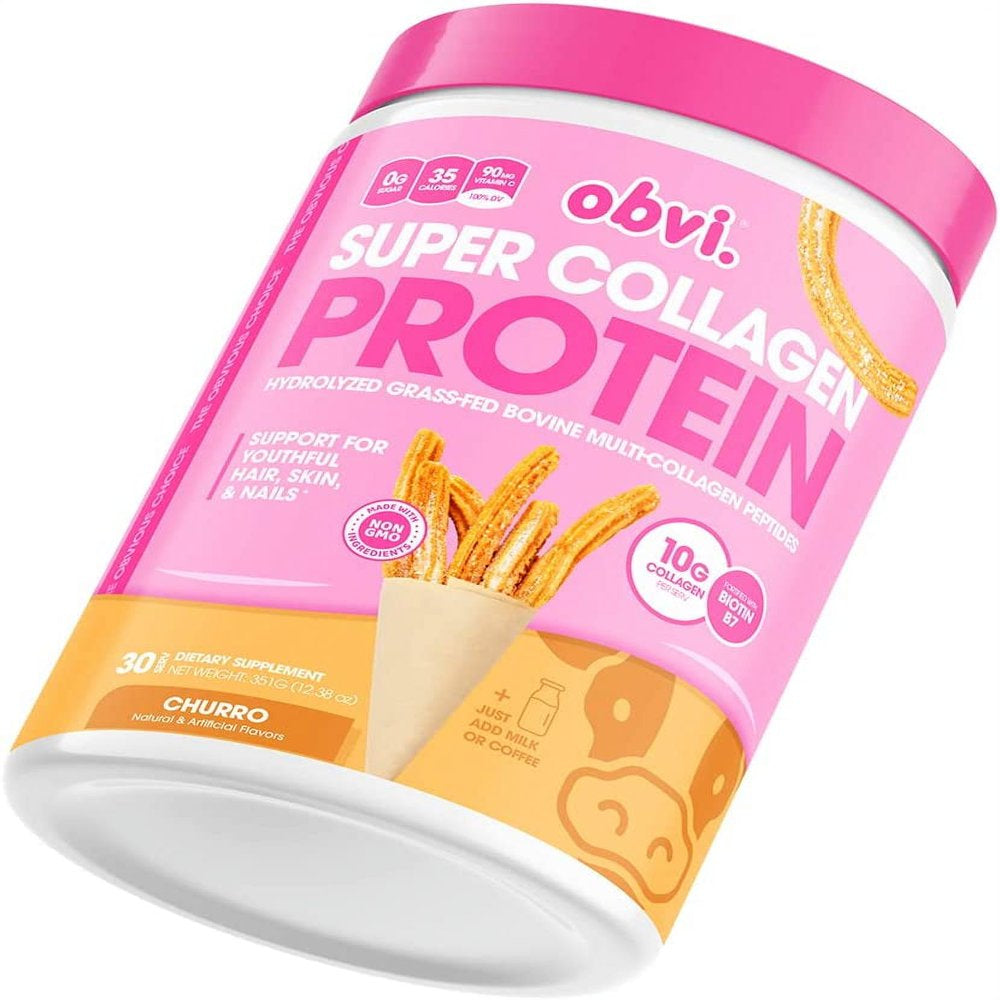 Obvi Collagen Peptides, Protein Powder, Keto, Gluten and Dairy Free, Hydrolyzed Grass-Fed Bovine Collagen Peptides, Supports Gut Health, Healthy Hair, Skin, Nails (30 Servings, Churro)