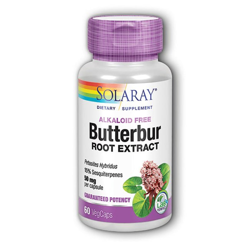 Solaray Butterbur Root Extract 50Mg | Support for Healthy Vascular Smooth Muscle, Blood Flow, Respiratory Function & Urinary System Health | 60Ct