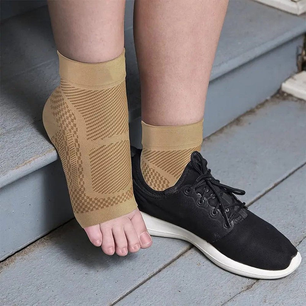 4 Pairs Neuropathy Socks Women Men Sports Ankle Brace Compression Sleeve Plantar Fasciitis Sock(Nude-L/Xl)