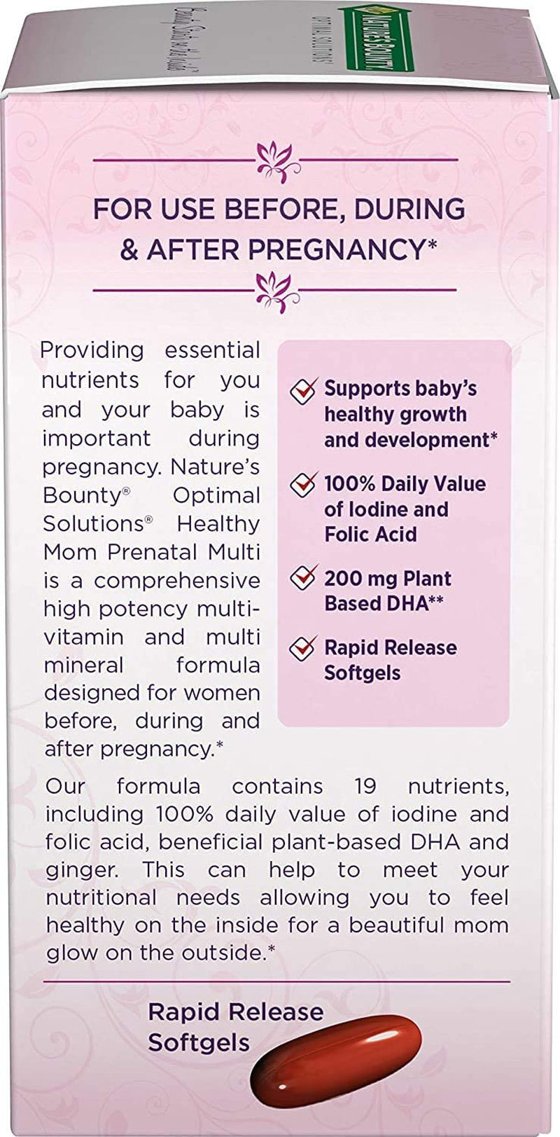 Nature'S Bounty Optimal Solutions Healthy Mom Prenatal Multivitamin Softgels - (Pack of 4)