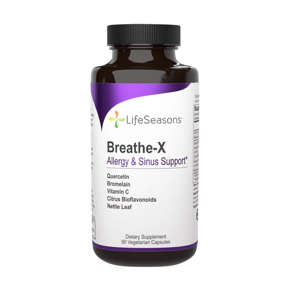 Lifeseasons - Breathe-X - Fast Acting Allergy Relief Supplement - Sinus and Nasal Discomfort - Naturally Boost Immune System - with Quercetin, Bromelain, Nettle Leaf - 90 Capsules