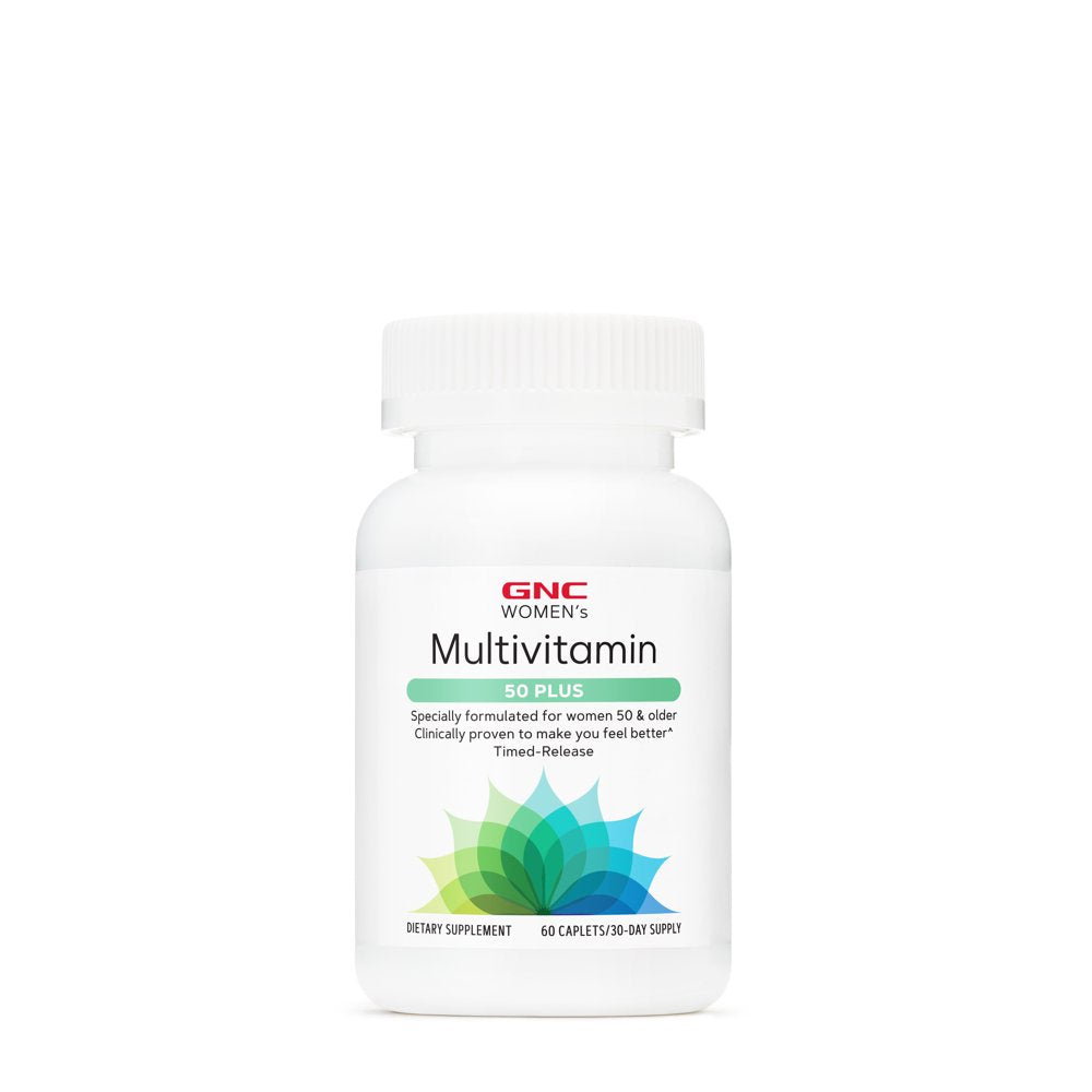 GNC Women'S Multivitamin 50 plus |Supports Bone, Eye, Memory, Brain and Skin Health with Vitamin D, Calcium and B12 | Helps Increase Energy Production | 60 Caplets