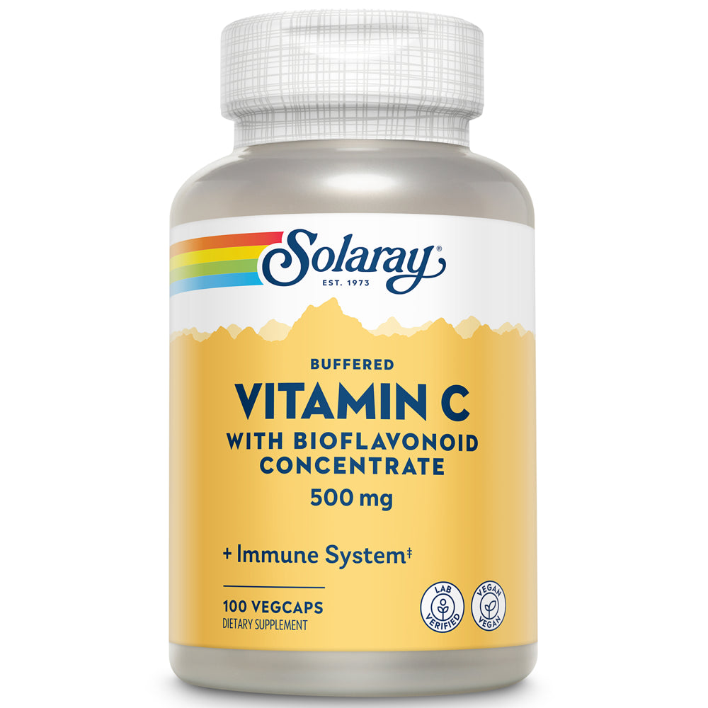Solaray Vitamin C W/ Bioflavonoid Complex 500Mg | Buffered for Easy Digestion | Healthy Immune System, Collagen Synthesis & Antioxidant Support | 100 Vegcaps