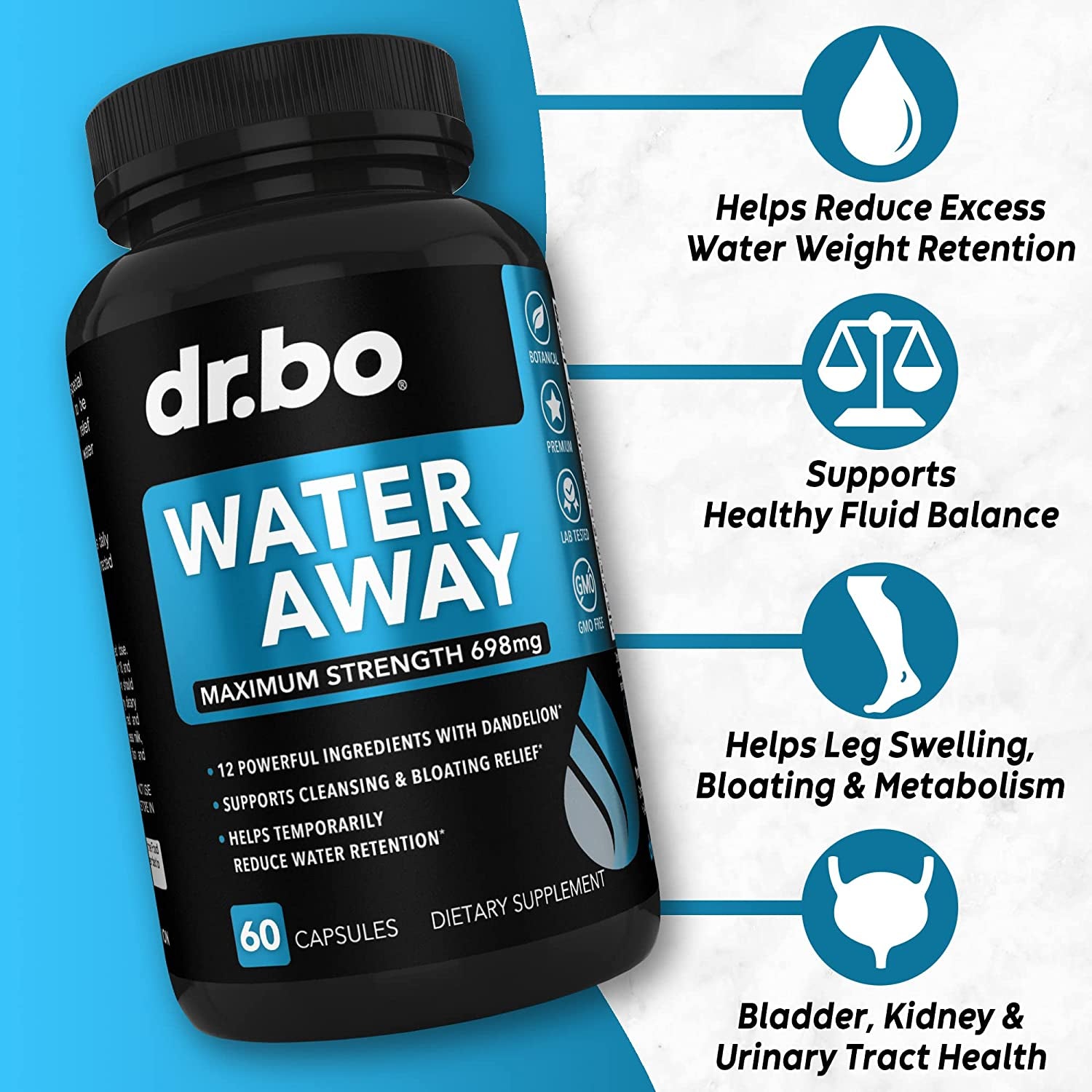 Water Pills Diuretics for Water Retention - Colon Cleanse Detox for Intestinal Cleansing - Water Away Pills Herbal Diuretic Supplements - Daily Constipation Relief Supplement Gut, Belly, Stomach Flush