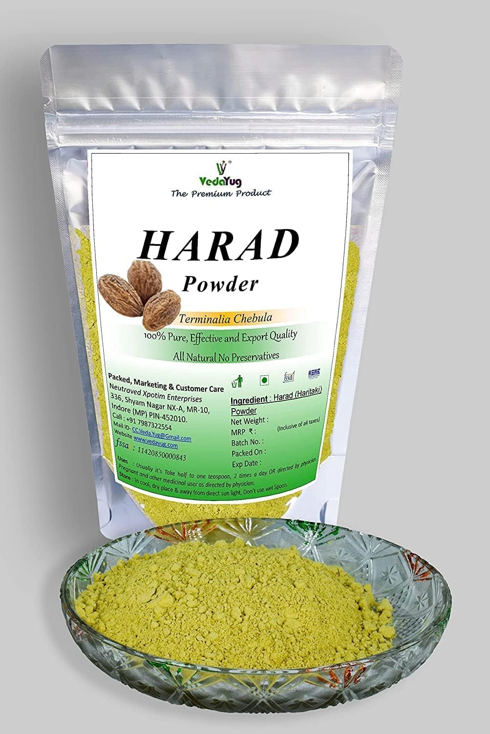 CROW Vedayug Harad Powder, 100G | Haritaki Fruit Powder, Terminalia Chebula, Natural