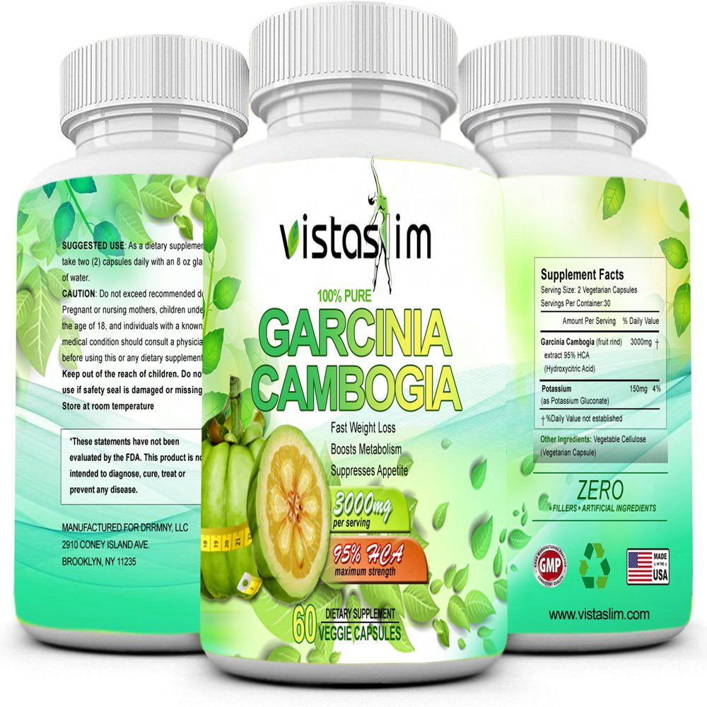 Vistaslim Garcinia Cambogia 60 Capsules 95% HCA Weight Loss Diet Supplement 3000Mg Daily