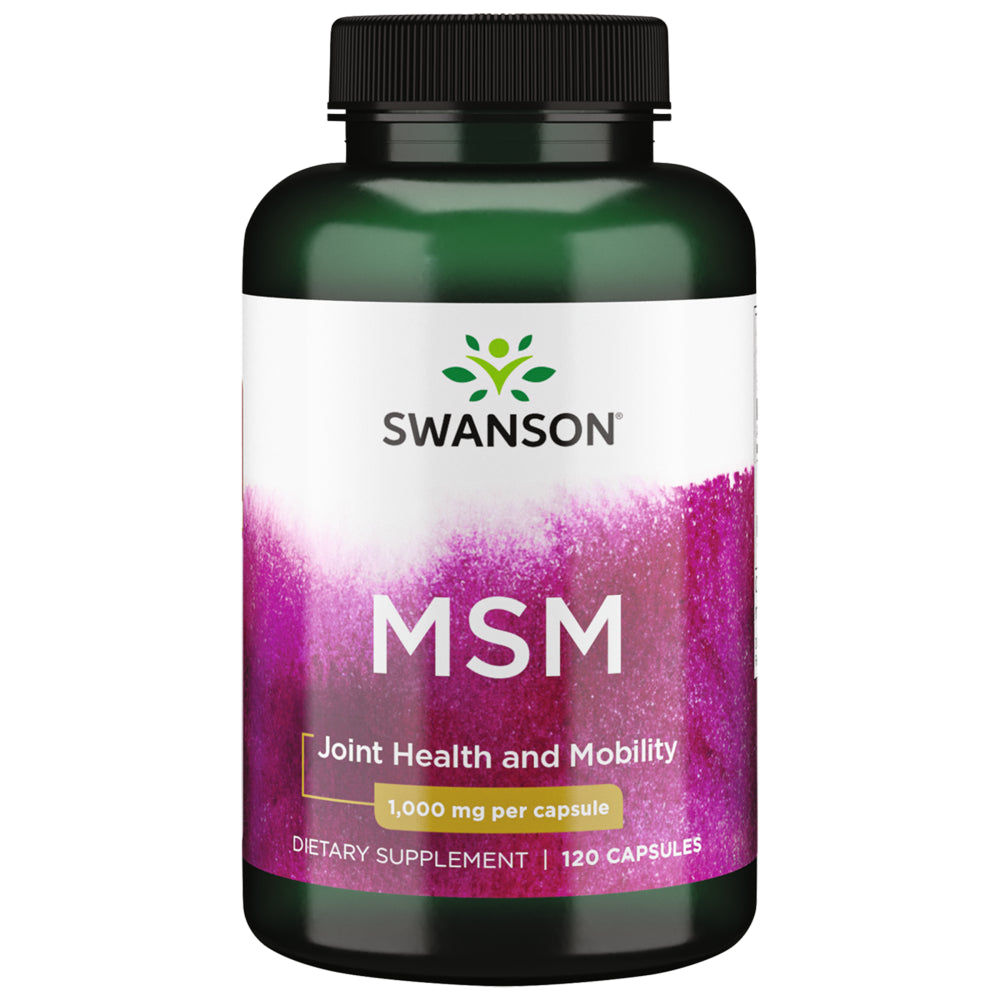 Swanson MSM - Essential Minerals Promoting Mobility and Joint Health Support - Helps to Maintain Connective Tissue Health Including Cartilage, Collagen, and Hair - (120 Capsules, 1000Mg Each)
