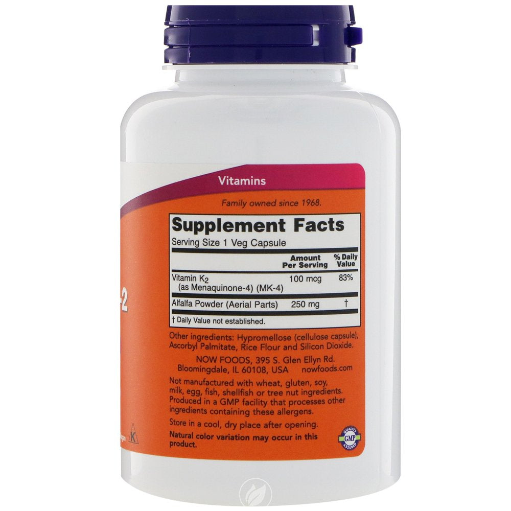 NOW Supplements Vitamin K-2 100Mcg 250 Vcaps