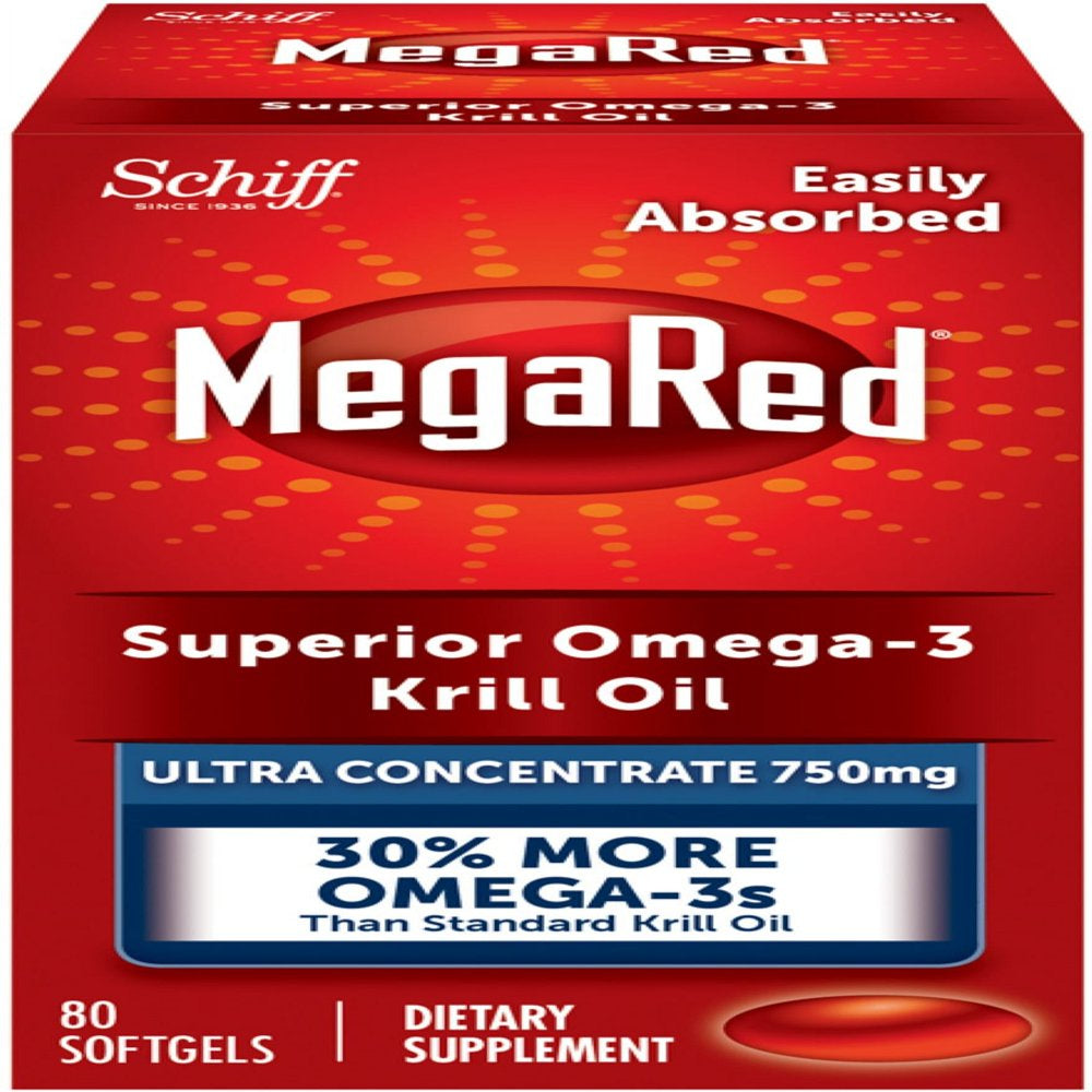 Megared 750Mg Ultra Concentration Omega-3 Krill Oil - No Fishy Aftertaste as with Fish Oil, 80 Softgels - (Pack of 2)