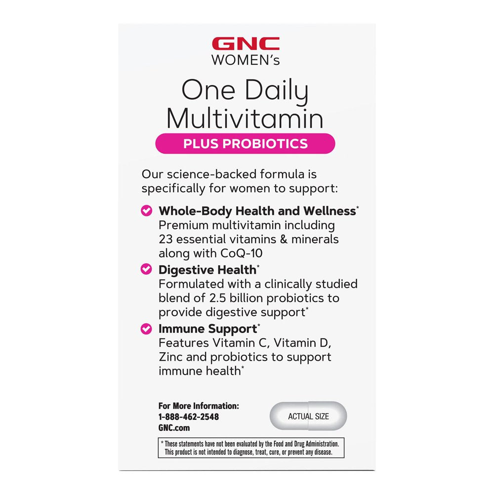 GNC Women'S Multivitamin + Probiotics, 60 Capsules, One Daily Vitamins & Minerals plus Digestive Health for Women