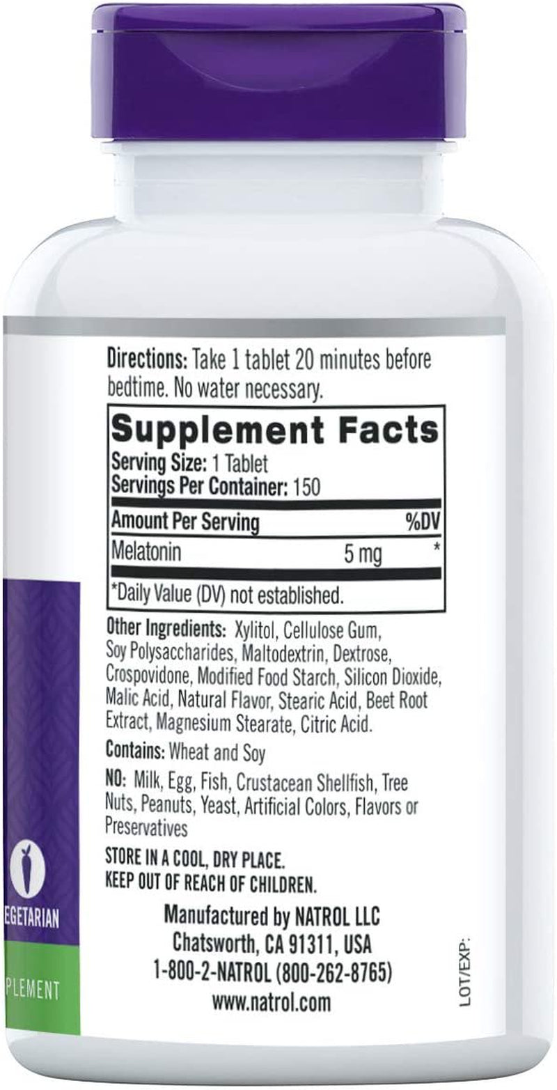 Natrol, Melatonin, Fast Dissolve, Extra Strength, Strawberry, 5 Mg, 150 Tablets