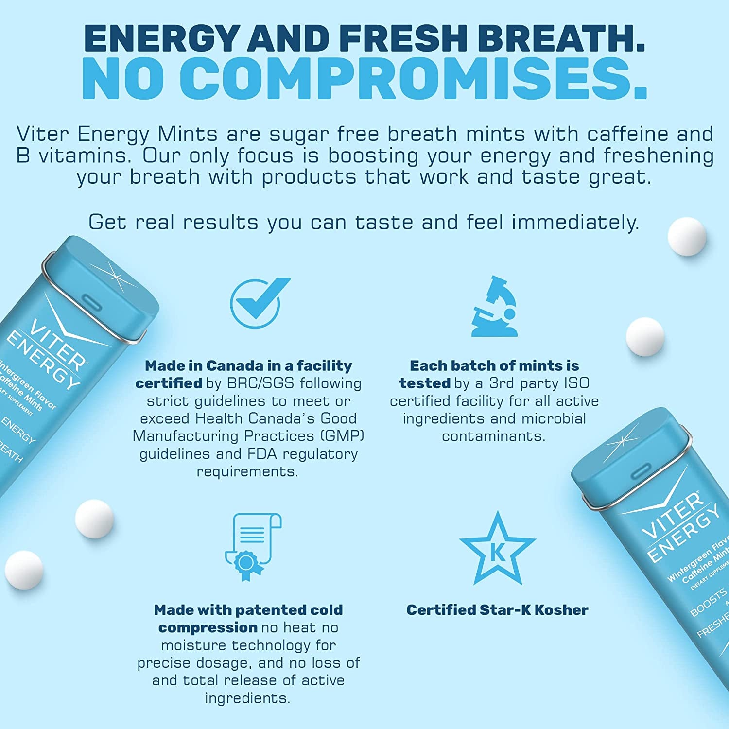 Viter Energy Original Caffeine Mints All 5 Flavors 6 Pack Bundle for 30 Total Packs - 40Mg Caffeine, B Vitamins, Sugar Free, Vegan, Powerful Energy Booster for Focus and Alertness