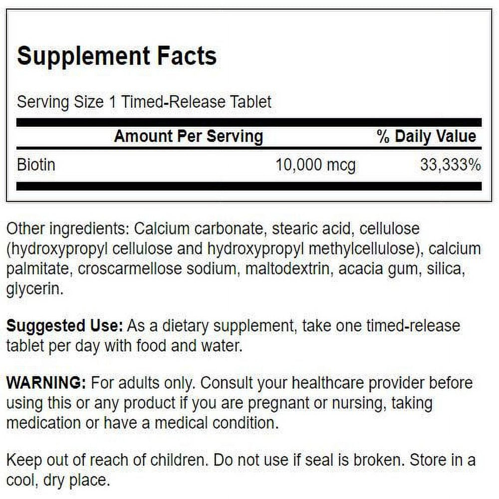 Swanson Biotin - Timed-Release 10,000 Mcg 60 Tablets