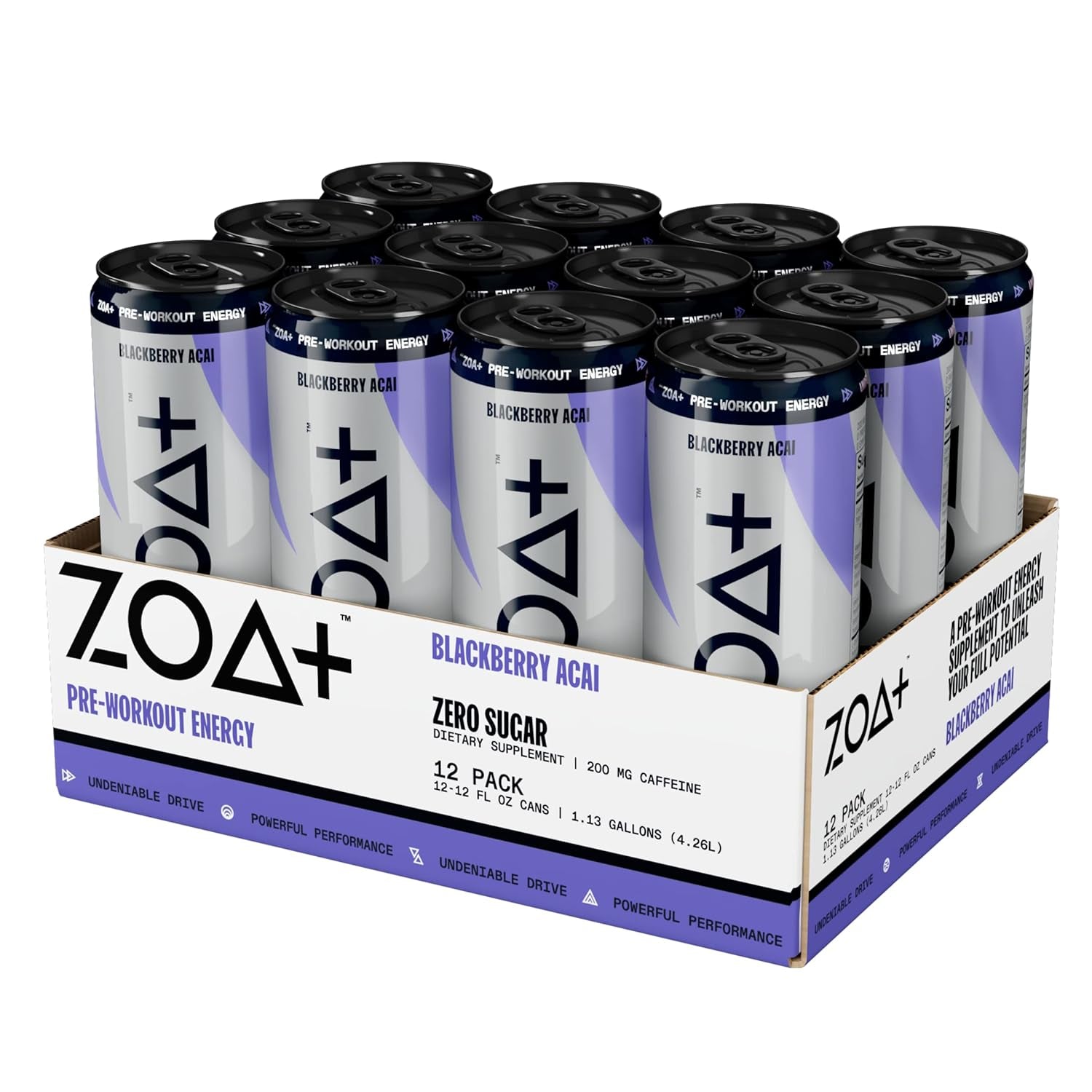 ZOA+ plus Sugar Free Pre Workout Drinks Bundle | 12 Fl Oz, (36 Pack) | Nitric Oxide Support, Vitamin C, Vitamin B & 200Mg Caffeine from Green Tea