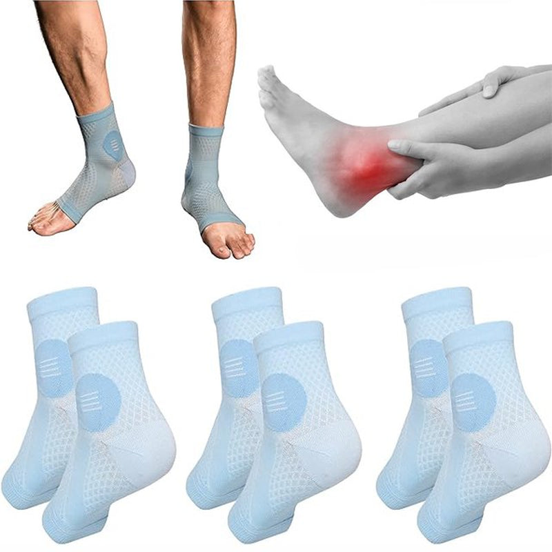 3 Pairs Ankle Brace Support Socks Neuropathy Soothe Socks for Men and Women(Light Blue-Xl)