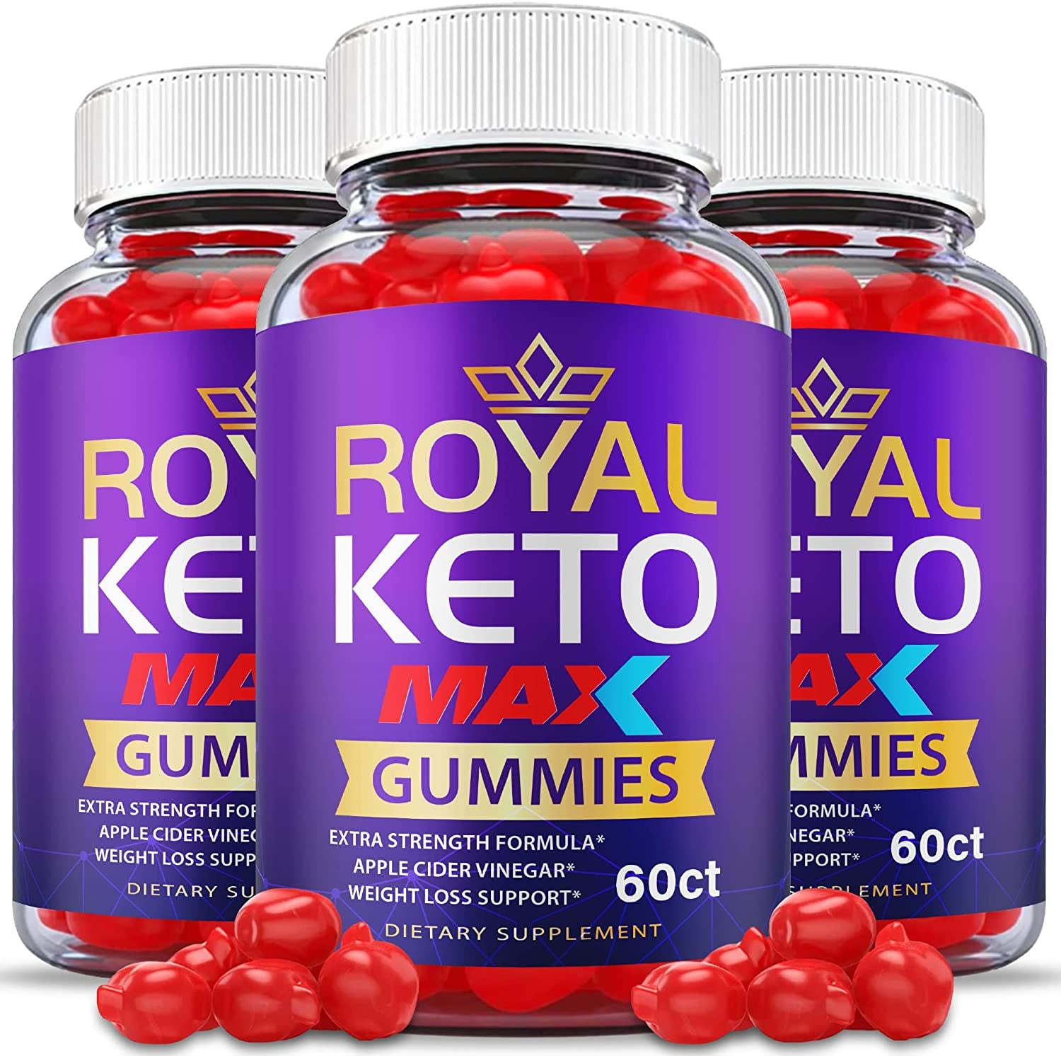 (3 Pack) Royal Keto Gummies Max Strength - Royal Keto ACV Gummies Vegan Formula with Apple Cider Vinegar, Weight Apple Loss Cider, Beet Root Juice, Vitamin B12 Royal Keto Gummies Purple (180 Gummies)