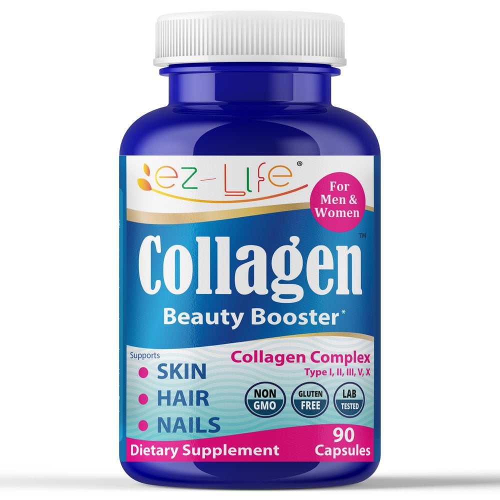 Multicollagen Beauty Booster Hair Skin and Nails Vitamins for Men & Women, Collagen with Biotin, Support Hair Growth, Strong & Healthy Nail Growth, 90 Caps