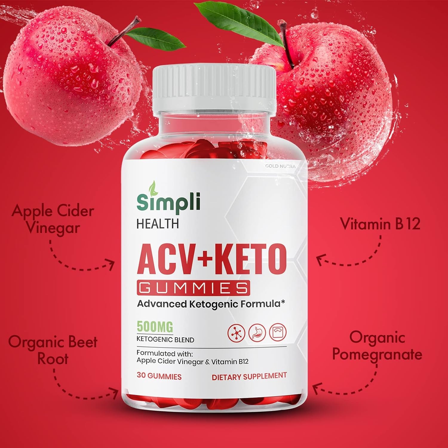 (3 Pack) Simpli Health ACV Keto Gummies, Maximum Strength