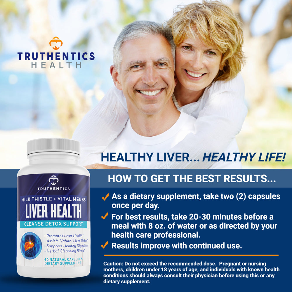 Truthentics Liver Support plus Digestive Enzymes Probiotic Bundle - Liver Cleanse Detox Digestion Support - 60 Capsules Each