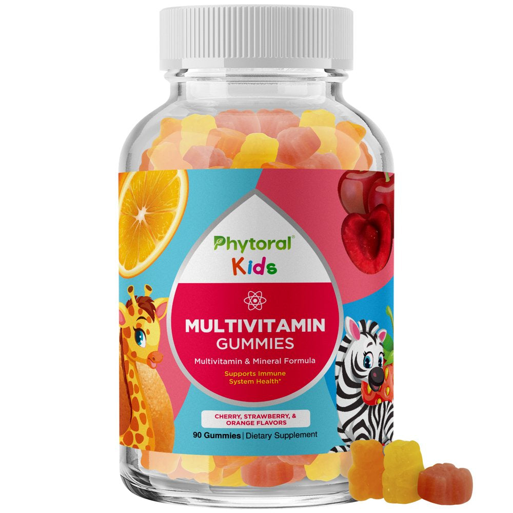 Kids Multivitamin Gummies - Phytoral 90Ct Delicious Children'S Natural Gummy Vitamins for Immune Support - Vitamin A, B, C, D, Zinc & More!