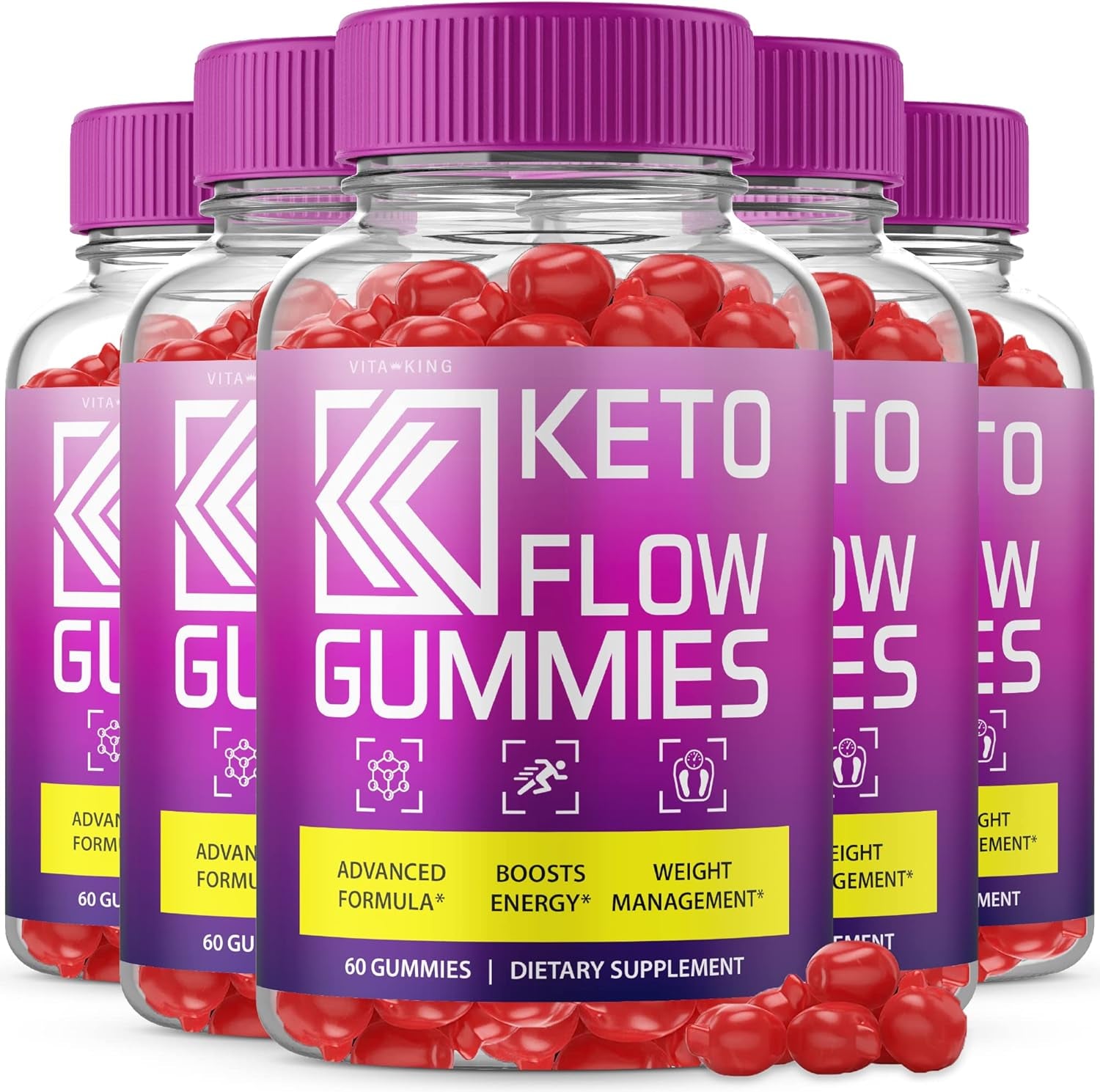 Vitaking (5 Pack) Keto Flow Gummies Keto Flow Gummy Bears Keto ACV Gummies (300 Gummies)