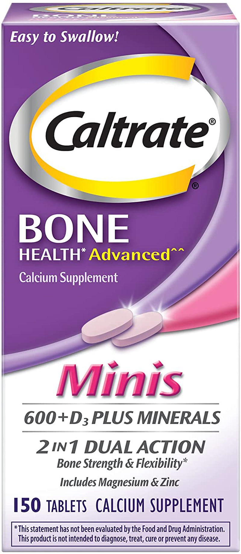 Caltrate Calcium & Vitamin D3 Supplement plus Minerals Mini Tablets, 150 Ea (Pack of 4)