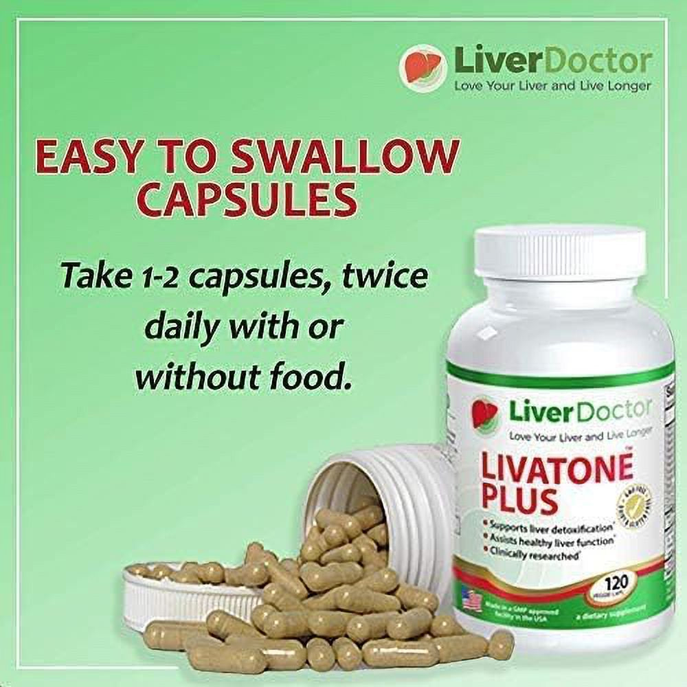 Livatone plus Liver Detox Capsules Liver Cleanse and Detox Pills with Milk Thistle and Antioxidants (240 Count)