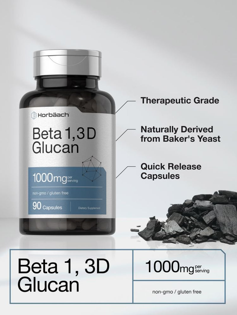 Beta Glucan 1 3D 1000 Mg | 90 Capsules | Beta 1,3, 1,6 D Glucan | by Horbaach