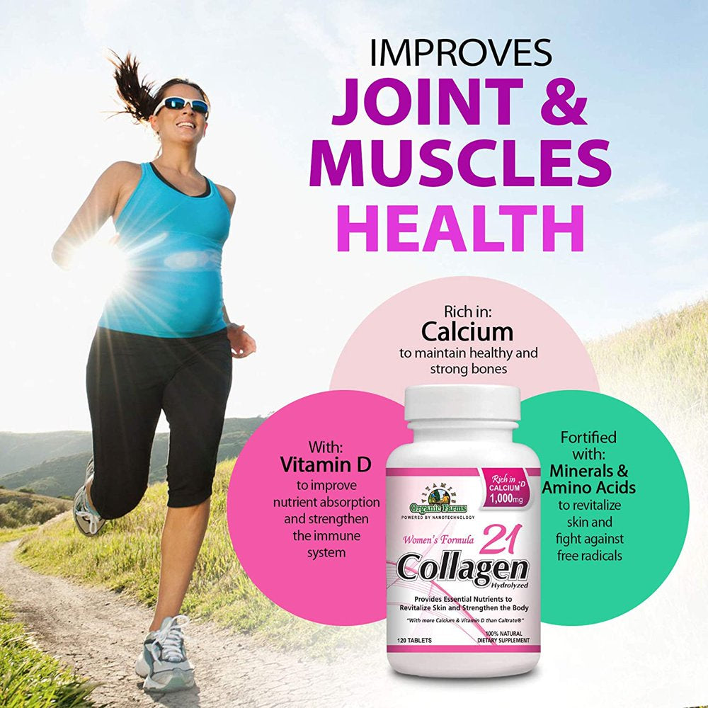 Collagen 21 Hydrolyzed, Collagen for Women - Joints, Strengthens Bones & Skin - Collagen Women´S Formula 100% Natural Highly Concentrated - Collagen Pills Rich in Calcium & Vitamin D, 120 Tablets