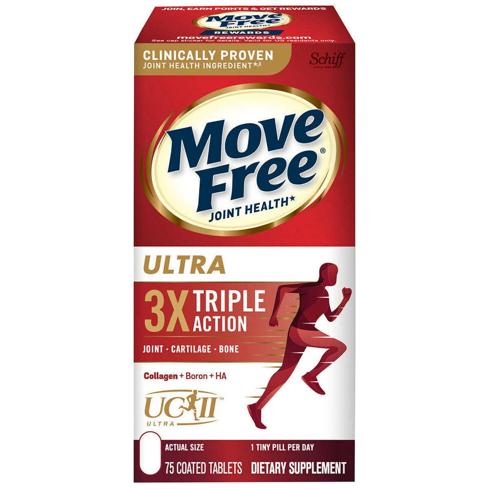 Move Free Type II Collagen, Boron & HA Ultra Triple Action Tablets, Move Free (75 Count in a Bottle) 1 Ea (Pack of 3)