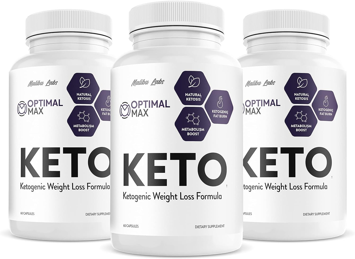 (3 Pack) Optimal Max Keto, Advanced Formula 1300 Mg, Made in the USA, (3 Bottle Pack), 90 Day Supply