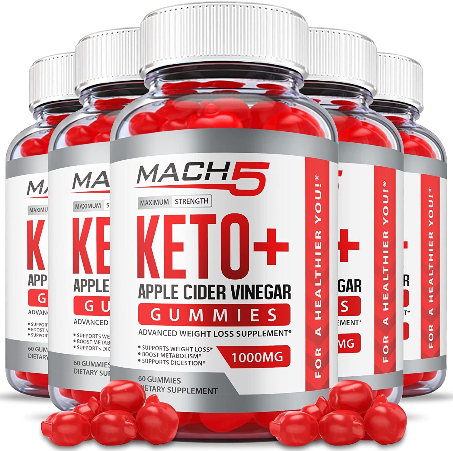 (5 Pack) Mach5 ACV Keto Gummies, Mach5 Keto Gummies, Mach 5 Keto plus ACV Gummies, Mach5 Keto Avc, Mach 5 Keto Apple Cider Vinegary Gummies Advanced, with Beet Root, Vitamin B12, Vegan (300 Gummies)