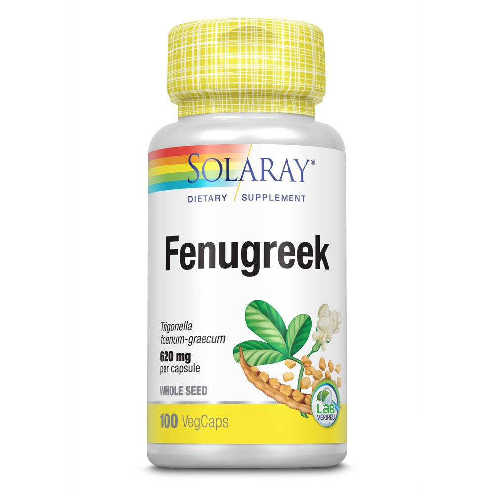Solaray Fenugreek Seed 620Mg | Healthy Digestion, Blood Sugar & Lactation Support | Non-Gmo & Vegan | 100Ct, 50 Serv