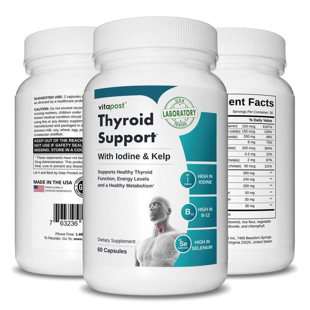 Vitapost Thyroid Support Supplement with Iodine, Kelp - 60 Capsules