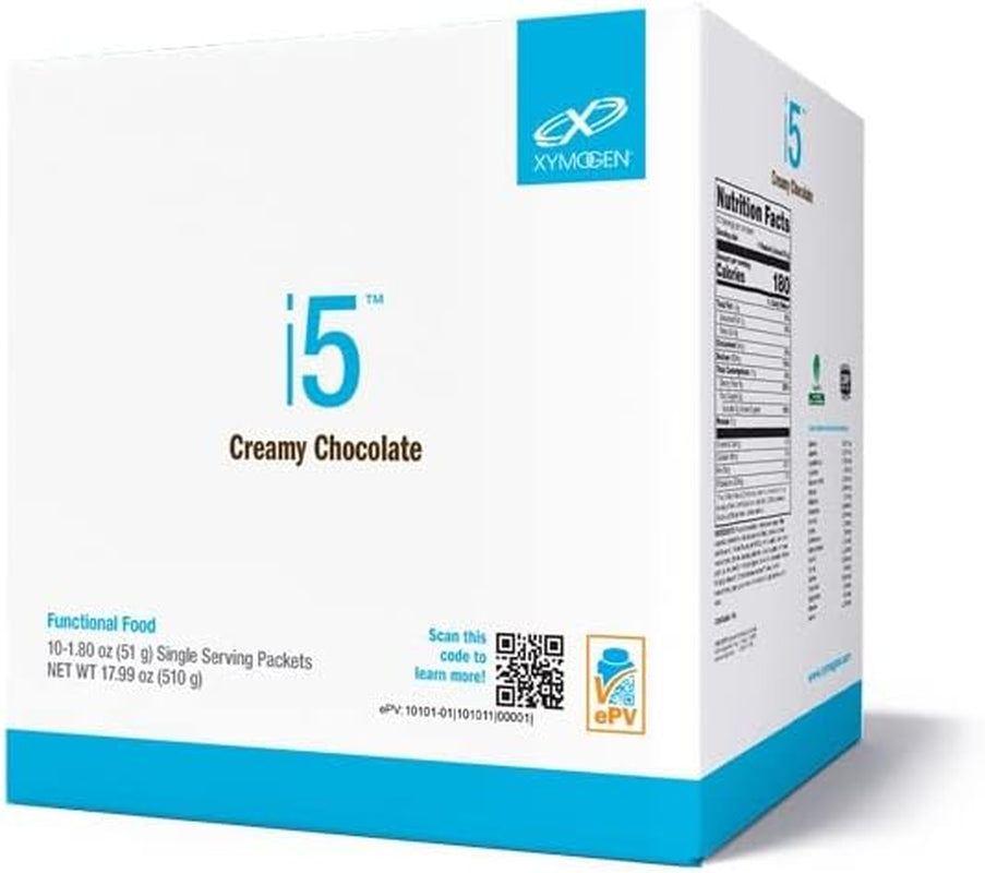XYMOGEN I5 - Gut Health, Detox + Cytokine Balance Support Powder - 21G Protein, Immunoglobulin, Arabinogalactan, Broccoli Seed Extract - Creamy Chocolate Drink Mix (10 Packets)