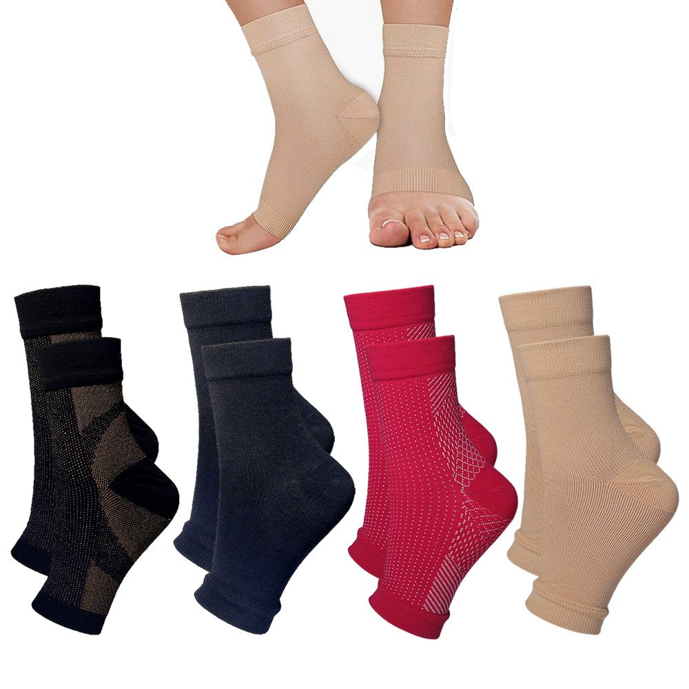 Neuropathy Socks for Women and Men, 4Pairs Soothe Relief Compression Socks, Fitness Compression Socks Elastic Cycling Socks Ankle Brace for Plantar Fasciitis Sleeve Soothe,Xxl