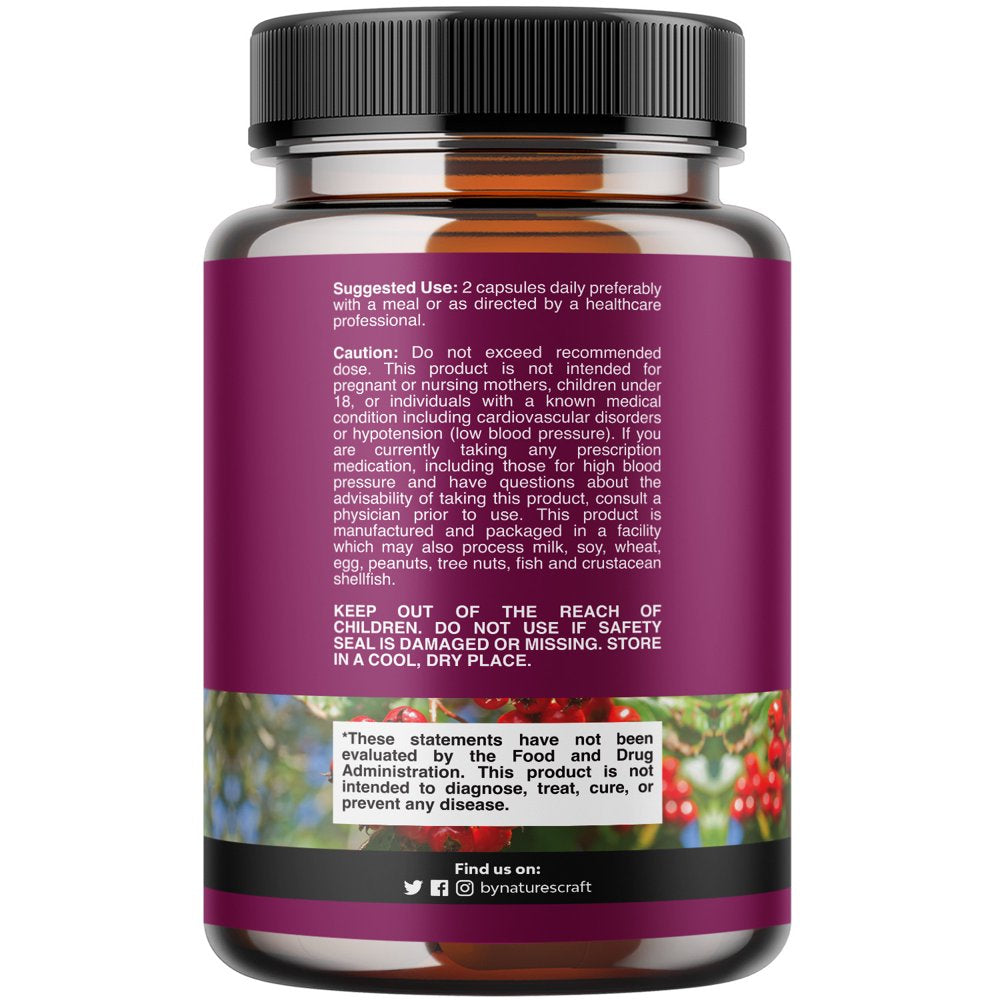 Extra Strength Hawthorn Berry Capsules - 1330Mg per Serving 4:1 Hawthorn Extract Digestion and Heart Health Supplement - Non-Gmo Hawthorn Berry Extract Plant Polyphenols Supplement for Men and Women