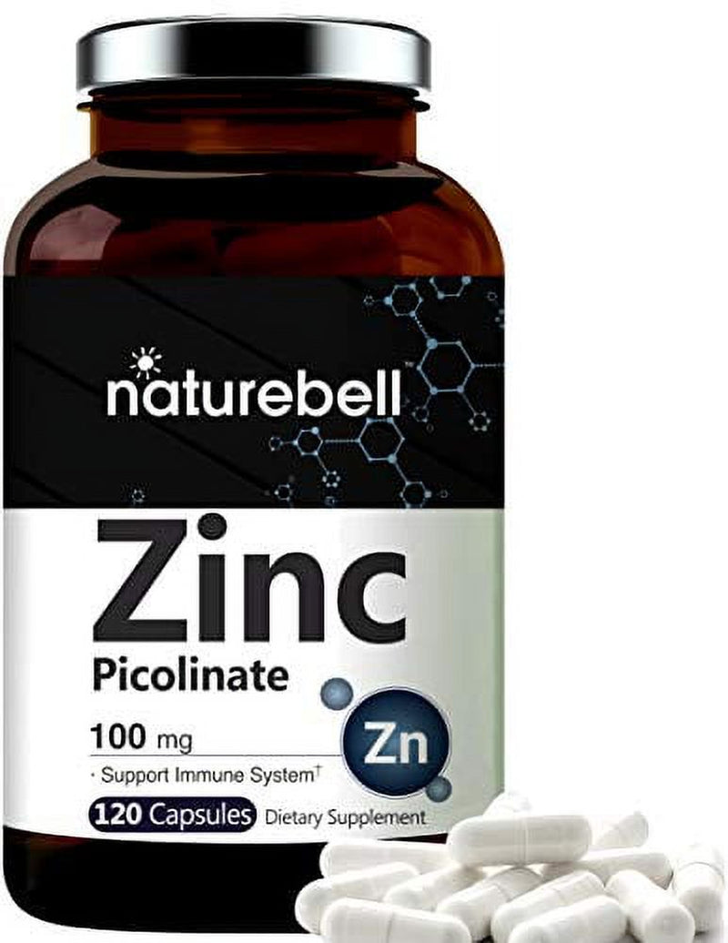 Maximum Strength Zinc 100Mg, Zinc Picolinate Supplement, 120 Capsules, Zinc Vitamin and Immune Vitamins for Enzyme Function and Immune Support, Non-Gmo and Made in USA