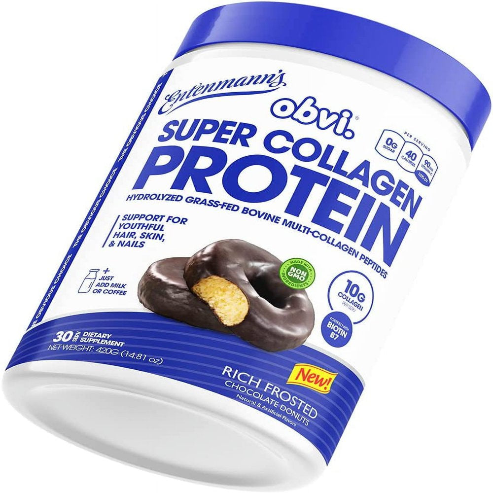Obvi Entenmann'S Collagen Peptides, Protein Powder, Hydrolyzed Grass-Fed Bovine Collagen Peptides, Supports Gut Health, Healthy Hair, Skin, Nails (Chocolate Donut, 30 Servings)