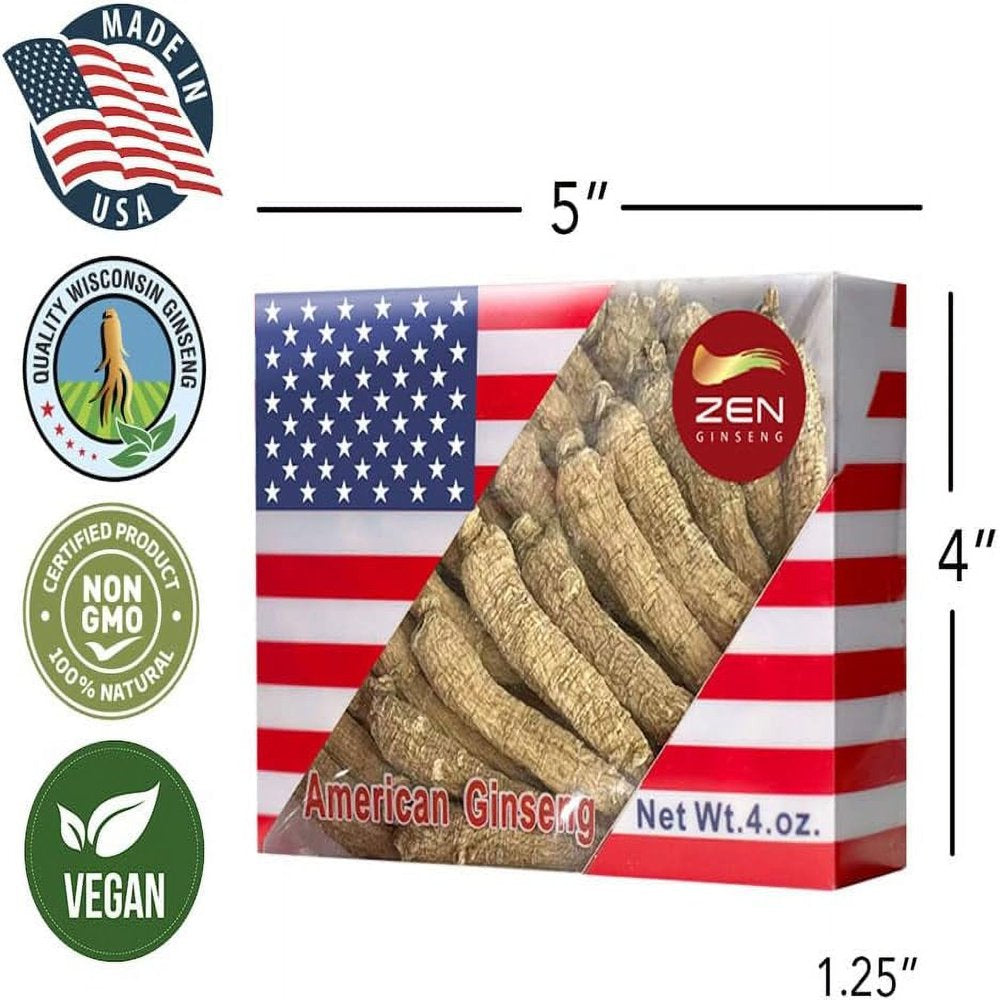 4 Packs of Hand Selected Small Tail American Ginseng Root 4Oz/Box (4 Boxes) / Panax Ginseng