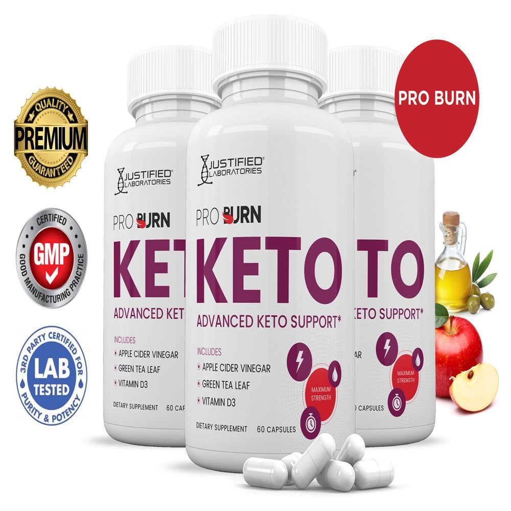 (3 Pack) Pro Burn Keto ACV Pills 1275Mg Alternative to Gummies Dietary Supplement 180 Capsules