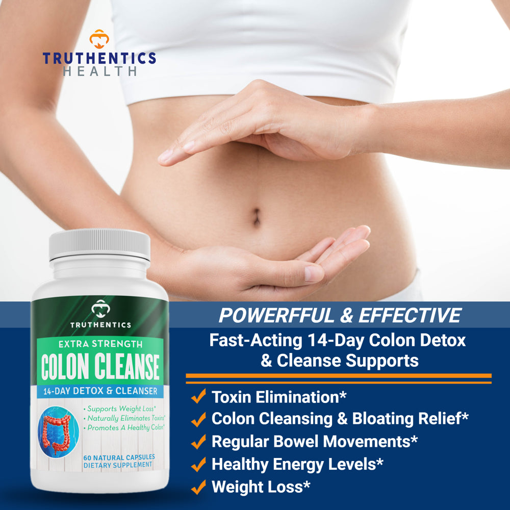 Truthentics Liver Detox plus Colon Cleanse Bundle - Liver, Digestive & Colon Health - Boost Metabolism & Weight Loss - 60 Capsules Each