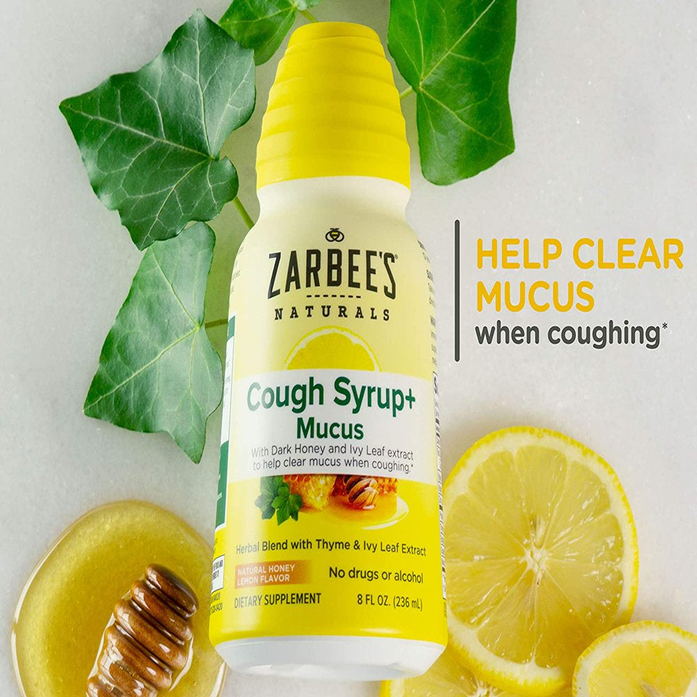 Zarbee'S Naturals Cough Syrup + Mucus Reducer, Dark Honey & Lemon, 8 Oz (Pack of 2)