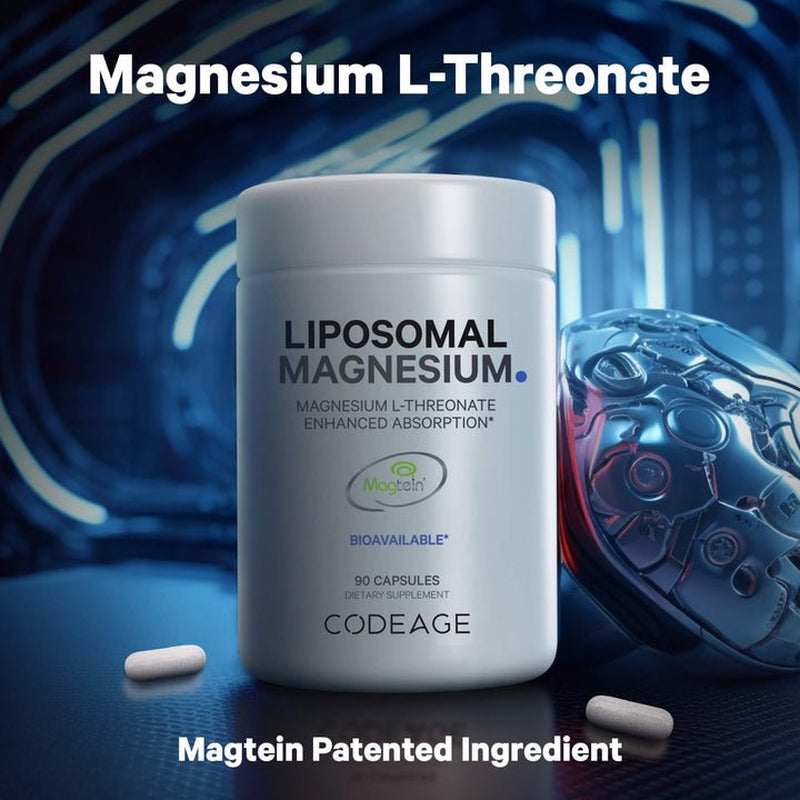 Codeage Liposomal Magnesium L-Threonate Supplement, Magtein Magnesium Threonate Capsules, 90 Ct