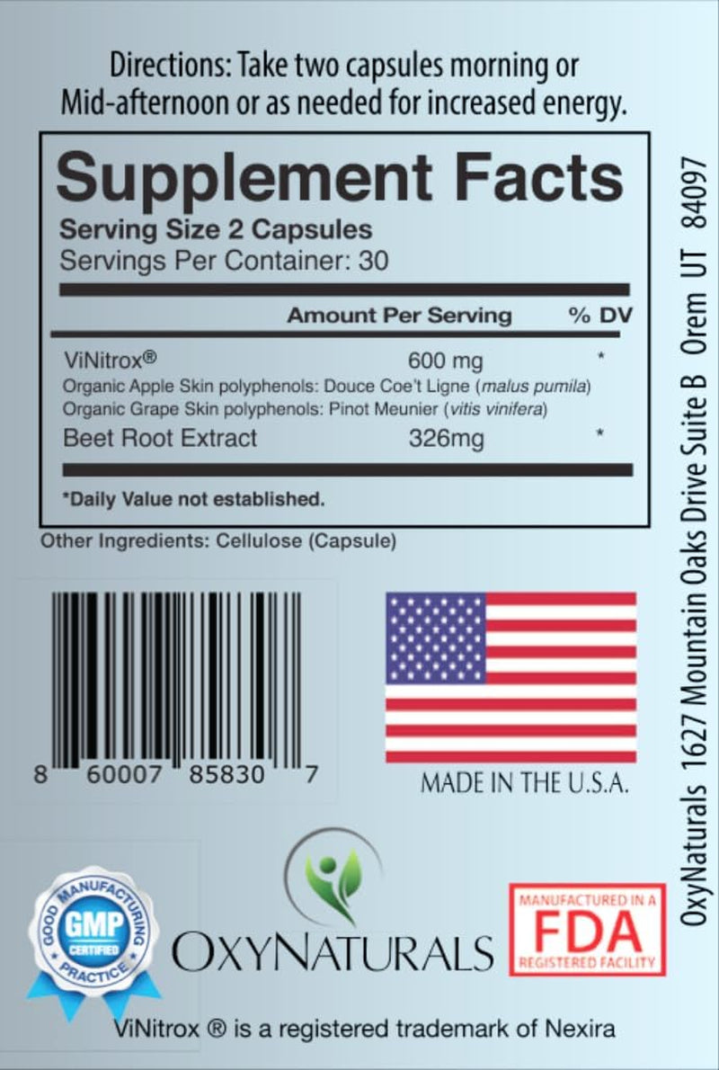 Oxyboost with Vinitrox - Nitric Oxide Supplement for Blood Pressure Support, Heart Health, Energy Boost, Circulation, and More (3 Bottles - 90 Servings)