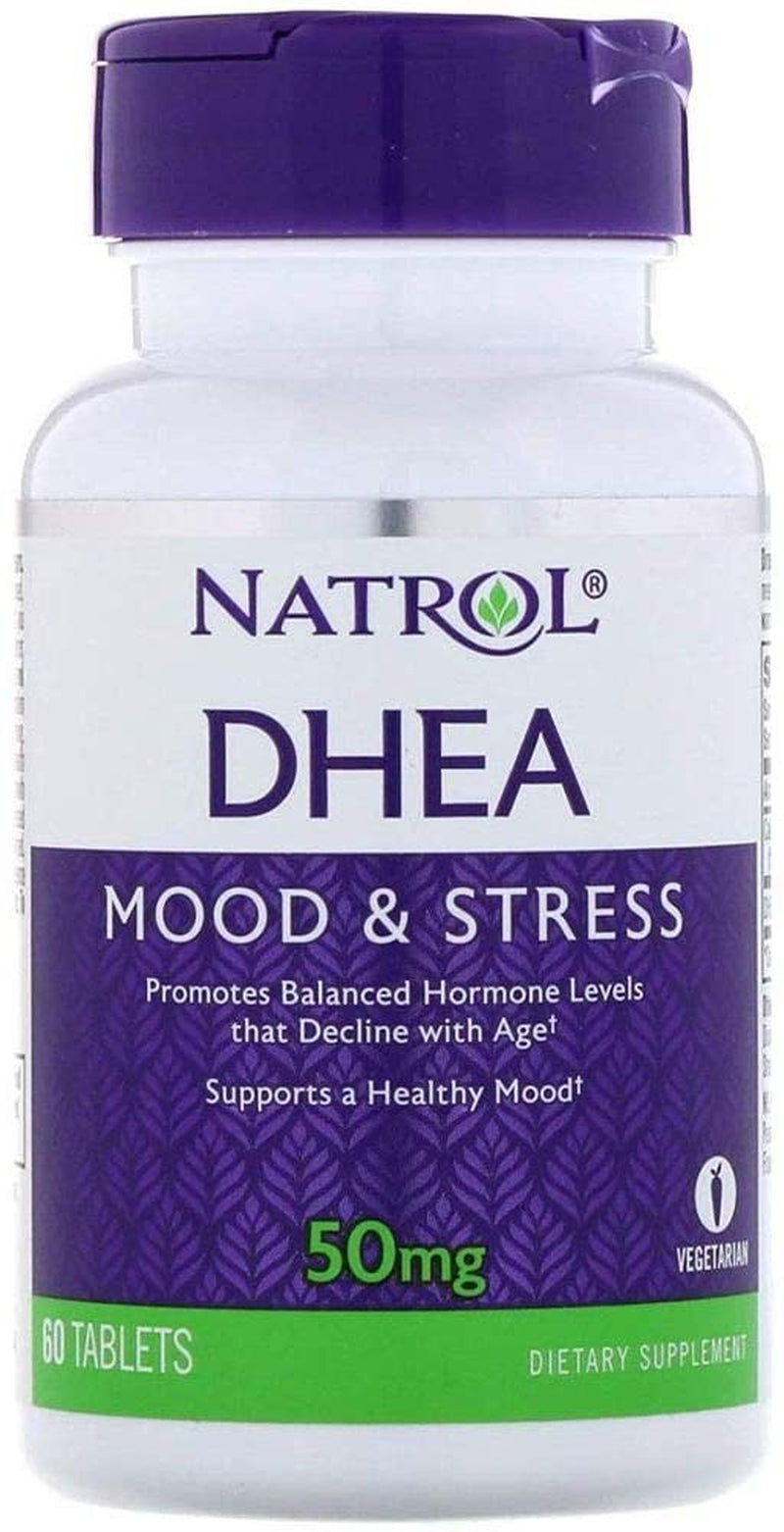 Natrol Dhea Mood & Stress 50Mg, Vegetarian Dietary Supplement, 60 Ct