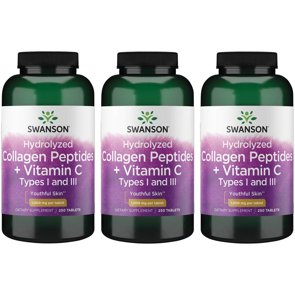 Swanson Hydrolyzed Collagen Peptides + Vitamin C Types I and Iii 3 Pack