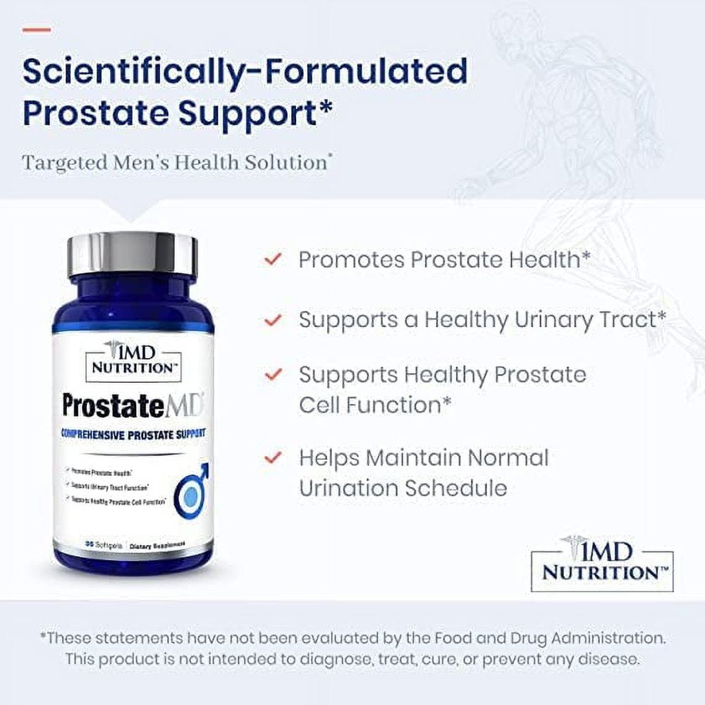 1MD Nutrition Prostatemd Saw Palmetto Prostate Support Supplement - Support for Urinary Tract and Frequent Bathroom Urges | 60 Day Supply (2-Pack)