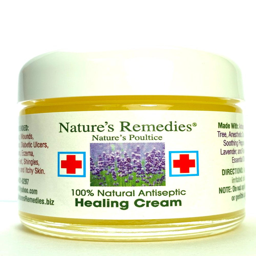 "100% Natural Antiseptic Healing Cream" Heals and Soothes Infected Skin, Bed Sores, Pressure Sores, Wounds, Painful Ulcers, Itching, Scrapes, Rashes, Cuts, Burns, Poison Ivy, Eczema, Psoriasis 2 Oz.