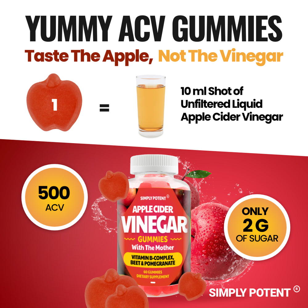 ACV Gummies with Mother for Weight Loss, Apple Cider Vinegar Gummies, 60 500Mg Pills with Pomegranate, Beet & B Vitamins for Gut Cleanse & Detox